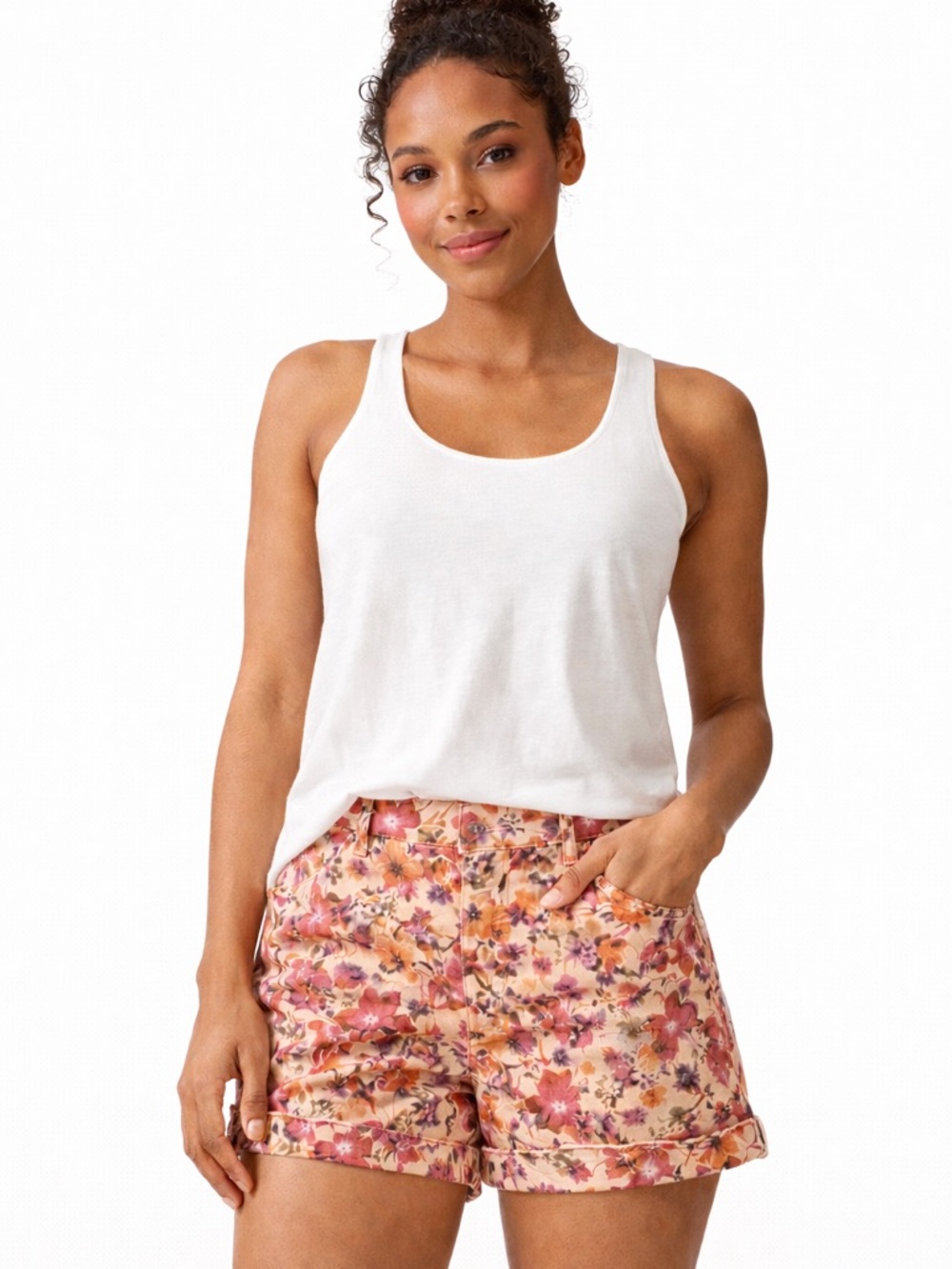DEAR JOHN Hampton Shorts Floral‎ Print Size 29 Women Cuffed Summer Cotton Blend